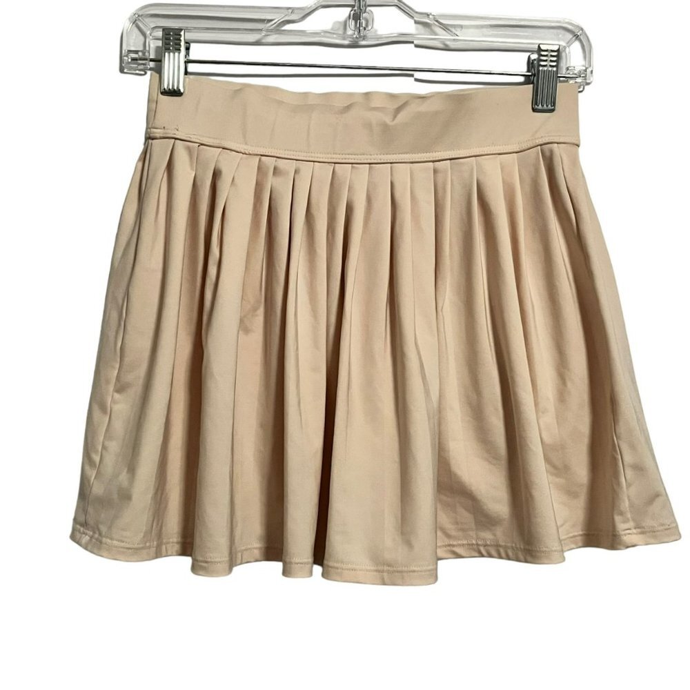 KATE SPADE MINI PLEATED ATHLETIC SKIRT SMALL NUDE LIGHT PEACH COLOR STRETCH PLEA - Picture 2 of 5